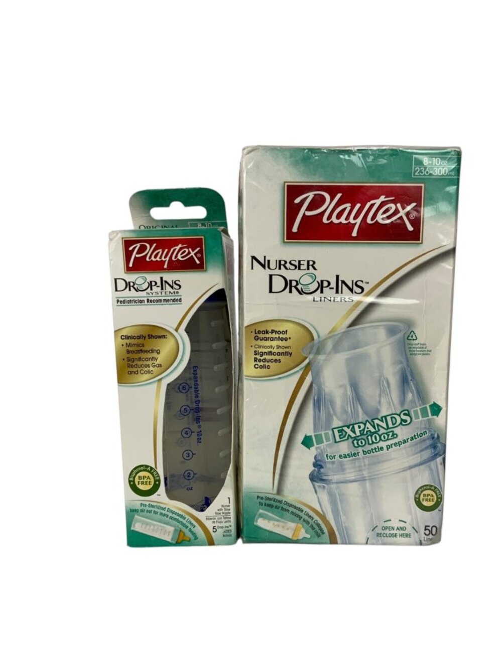 Playtex Drop-Ins Lot 1 Nursery Bottle + 50 Liners Baby Infant Feeding System